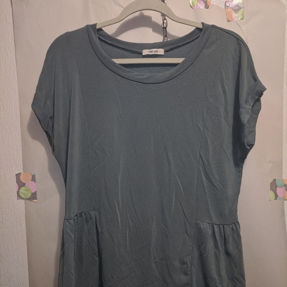 First Love Slate Grey Peplum T-shirt - size Small
